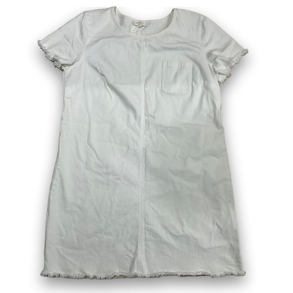 Two by Vince Camuto White Raw Hem Denim Dress